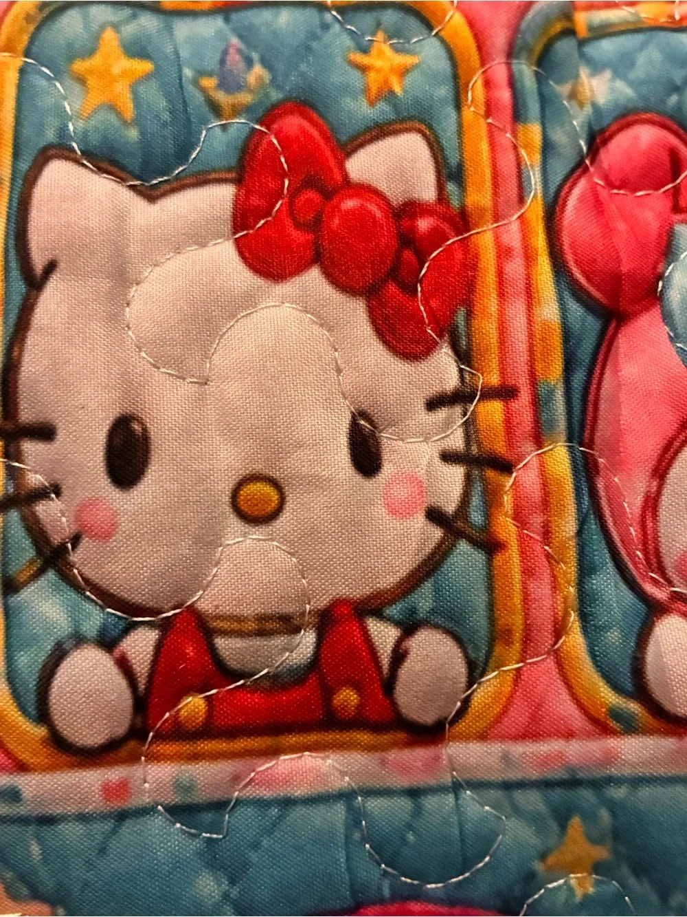 Sanrio Rainbow Hello Kitty Quilted Pink Multicolor Duffel Brand New